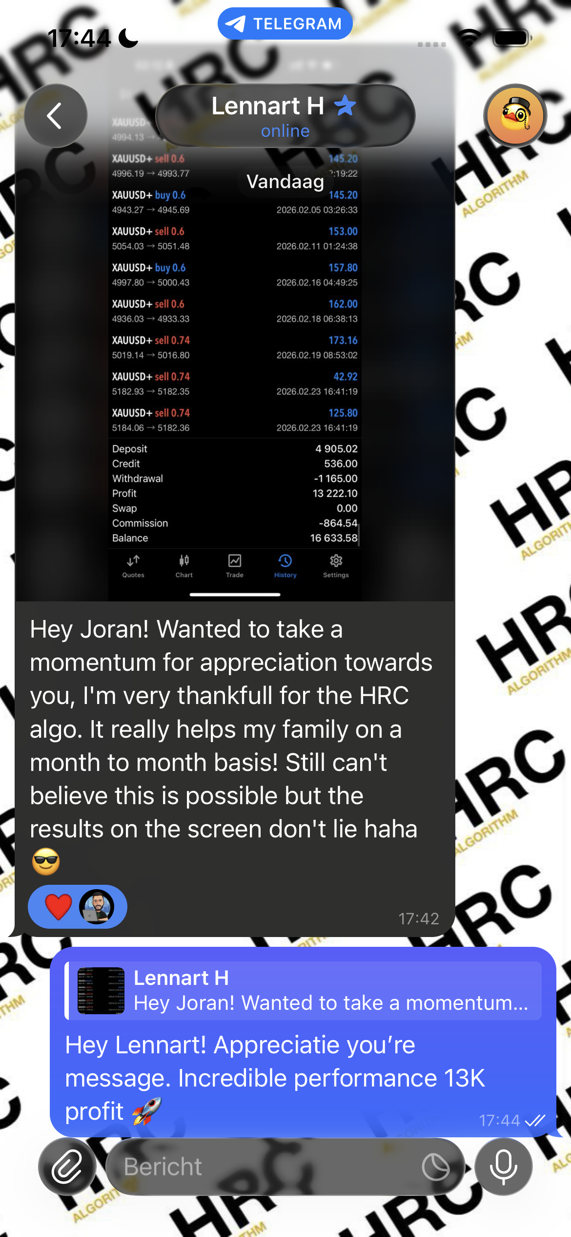 Lennart H. Telegram screenshot